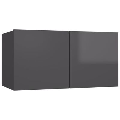 vidaXL Muebles de TV de salón 7 pzas madera de ingeniería gris brillo