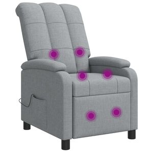 vidaXL Silla de masajes reclinable Gris Claro Tela