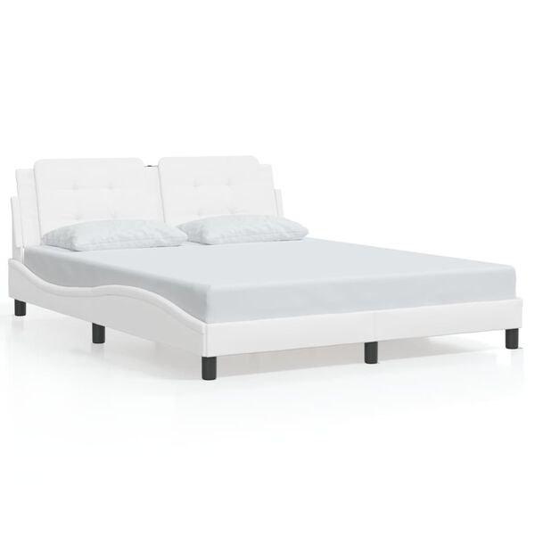 vidaXL Estructura de cama sin colch&oacute;n Zadar cuero sint&eacute;tico blanco 160x200cm