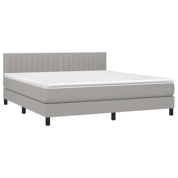 vidaXL Cama box spring con colch&oacute;n tela gris claro 160x200 cm