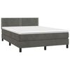 vidaXL Cama box spring colch&oacute;n y LED terciopelo gris oscuro 140x190 cm