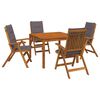 vidaXL Juego de comedor de jard&iacute;n de 5 piezas Natural