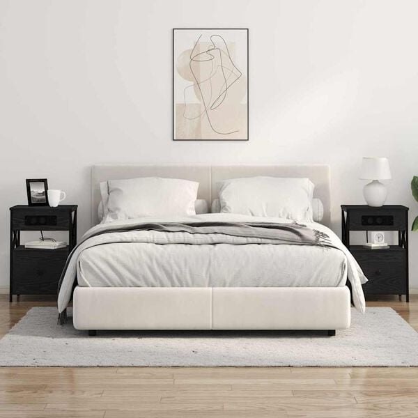 vidaXL Armario de Noche con caj&oacute;n Roble Negro 40 x 31 x 60 cm