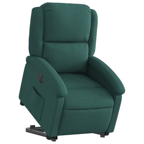 vidaXL Sillón eléctrico reclinable elevable de tela verde oscuro