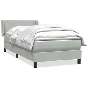 vidaXL Cama box spring con colch&oacute;n terciopelo gris claro 90x210 cm