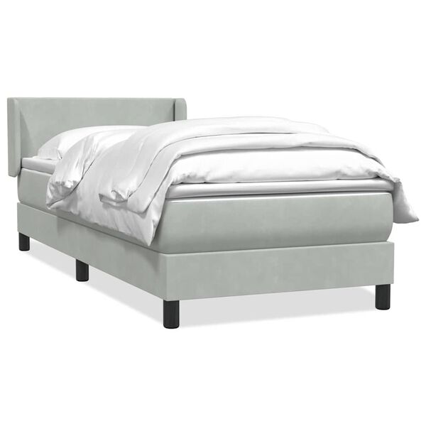 vidaXL Cama box spring con colch&oacute;n terciopelo gris claro 90x210 cm