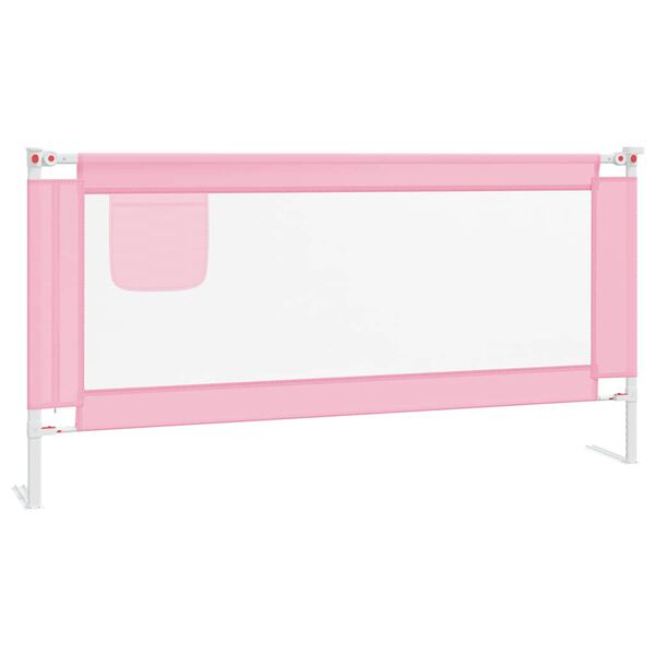 vidaXL Barandilla de seguridad cama de ni&ntilde;o rosa tela 180x25 cm
