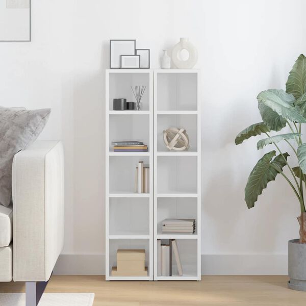 vidaXL Estanter&iacute;a CDs 2 uds contrachapada blanco brillo 21x16x93,5 cm