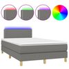 vidaXL Cama box spring con colch&oacute;n y LED tela marr&oacute;n oscuro 120x190 cm