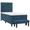 vidaXL Cama box spring con colch&oacute;n terciopelo azul oscuro 90x200 cm