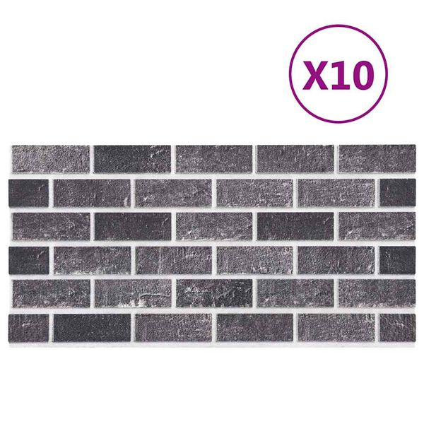 vidaXL Paneles de pared 3D dise&ntilde;o de ladrillo 10 uds EPS negro y gris