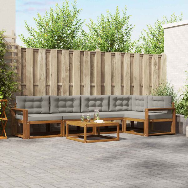 vidaXL Conjunto de sof&aacute;s de exterior 6 pcs Gris Natural y Claro