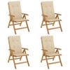 vidaXL Sillas reclinables plegables y cojines 4 uds madera maciza teca