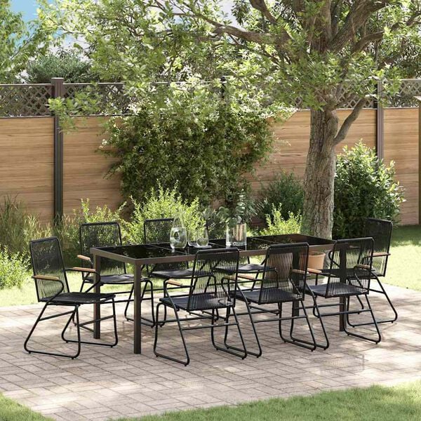 vidaXL Conjunto de Comedor de Jard&iacute;n 9 pcs Negro