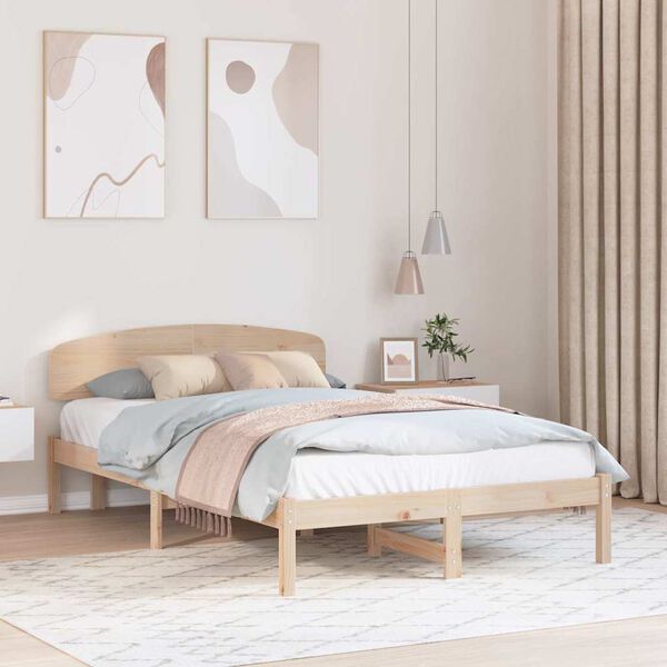 vidaXL Estructura de cama Natural 140 x 190 cm Madera de pino macizo