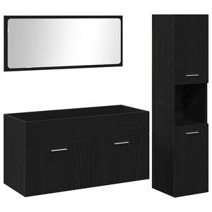 vidaXL Juego de muebles de ba&ntilde;o 3 pcs Roble Negro Madera de ingenier&iacute;a