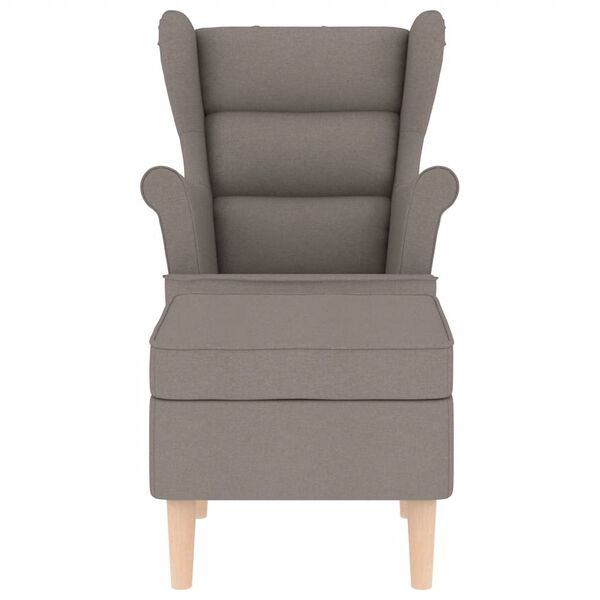 vidaXL Sill&oacute;n con taburete reposapi&eacute;s de tela gris taupe
