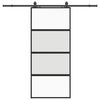 vidaXL Puerta corredera con herrajes negro 90x205 cm vidrio templado