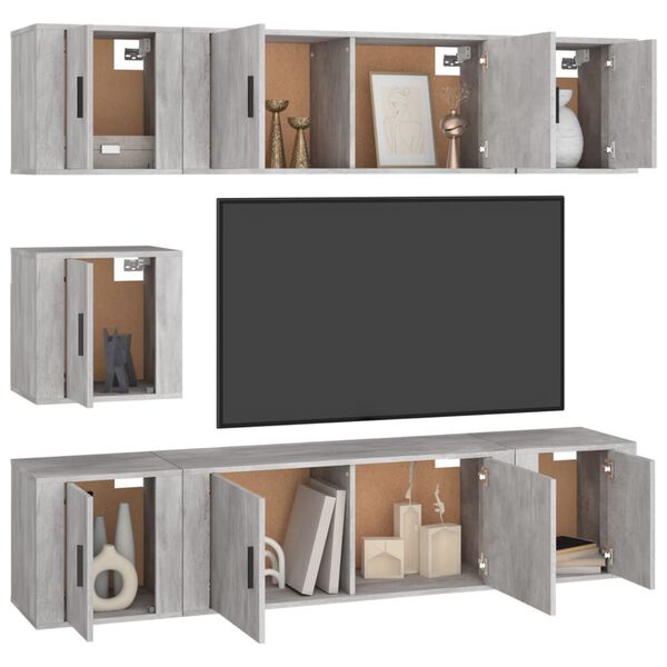 vidaXL Set de muebles para TV 7 pzas madera contrachapada gris Sonoma