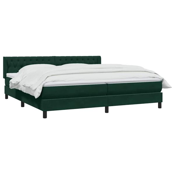 vidaXL Cama box spring con colch&oacute;n terciopelo verde oscuro 200x210 cm