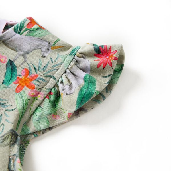 Vestido infantil con mangas volantes caqui claro 128