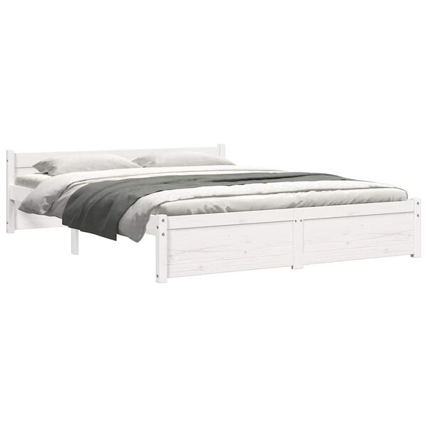 vidaXL Estructura de cama sin colch&oacute;n madera maciza blanco 140x190 cm