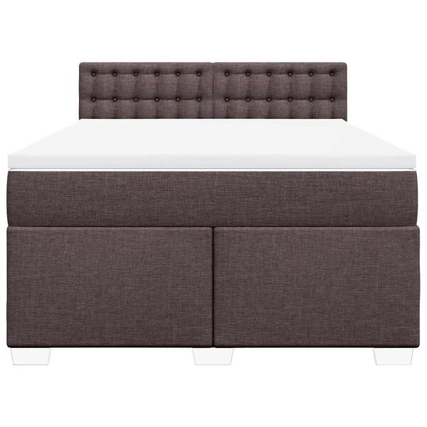 vidaXL Cama box spring con colch&oacute;n tela marr&oacute;n oscuro 140x190 cm