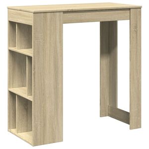 vidaXL Mesa alta bar con estantes madera roble Sonoma 102x50x103,5 cm