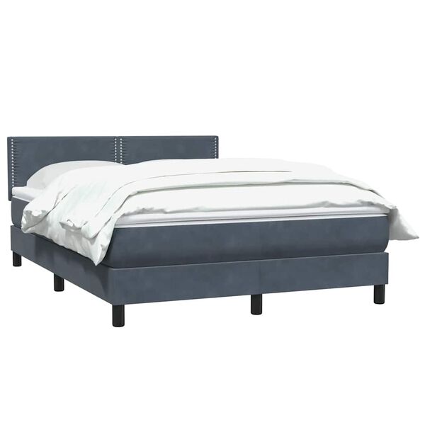 vidaXL Cama box spring con colch&oacute;n terciopelo gris oscuro 140x220 cm