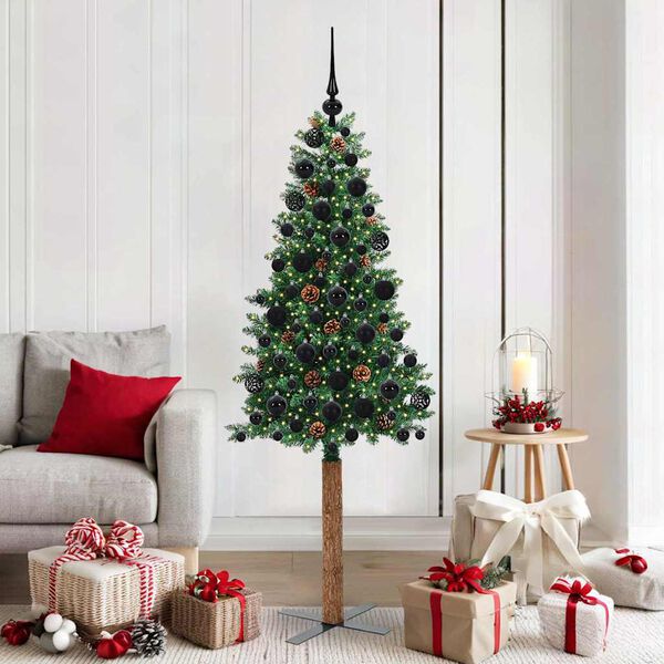 vidaXL &Aacute;rbol de Navidad Delgado con 300 LED con soporte Verde 180 cm