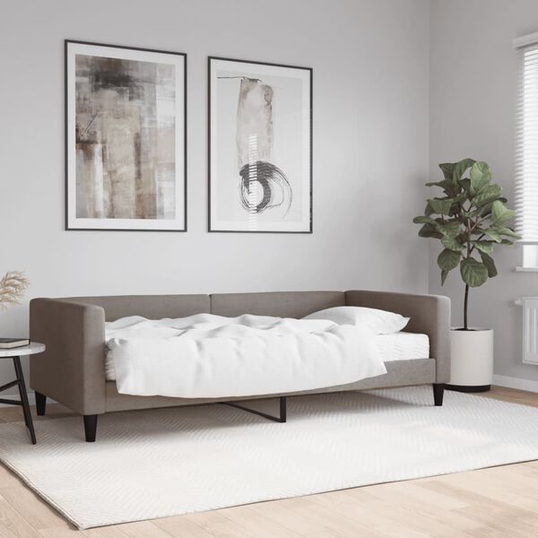vidaXL Sof&aacute; cama con colch&oacute;n tela gris taupe 90x200 cm
