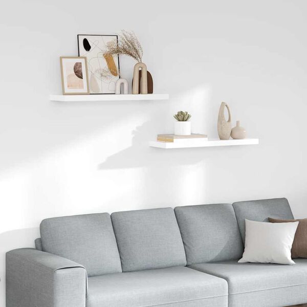 vidaXL Estante flotante de pared 2 uds MDF blanco brillo 80x23,5x3,8cm