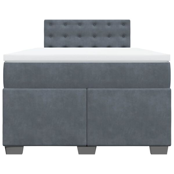 vidaXL Cama box spring con colch&oacute;n terciopelo gris oscuro 120x200 cm