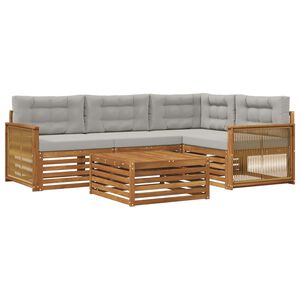 vidaXL Conjunto de sof&aacute;s de exterior 5 pcs Natural y Gris Claro