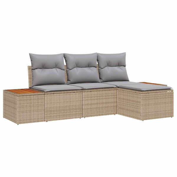 vidaXL Conjunto de sofá de jardín con cojín 4 pcs Beige y Gris Claro