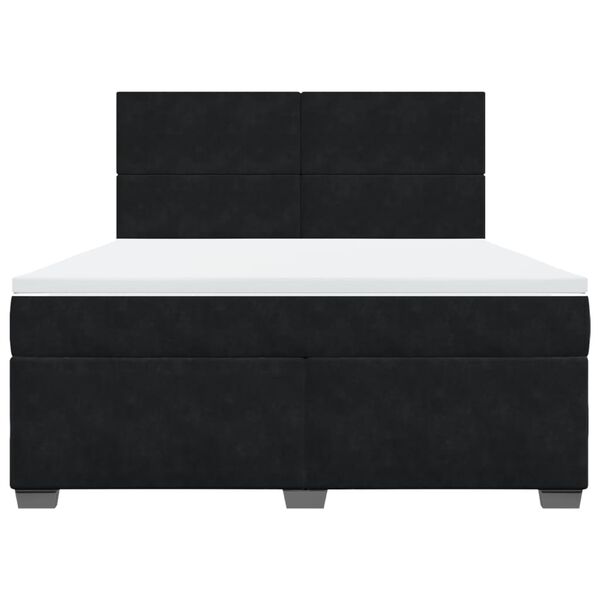 vidaXL Cama box spring con colch&oacute;n terciopelo negro 180x200 cm