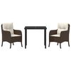 vidaXL Conjunto de Comedor de Jard&iacute;n 3 pcs Marr&oacute;n rat&aacute;n sint&eacute;tico