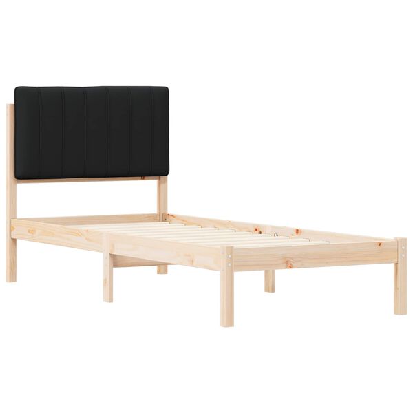 vidaXL Estructura de Cama con Cabecera Tapizada Negro 75 x 190 cm