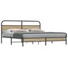 vidaXL Estructura de cama sin colch&oacute;n metal roble ahumado 193x203 cm