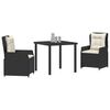 vidaXL Conjunto de Comedor de Jard&iacute;n 3 pcs Negro rat&aacute;n sint&eacute;tico
