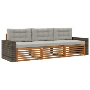 vidaXL Conjunto de sof&aacute;s de exterior 3 pcs Natural y Gris Claro