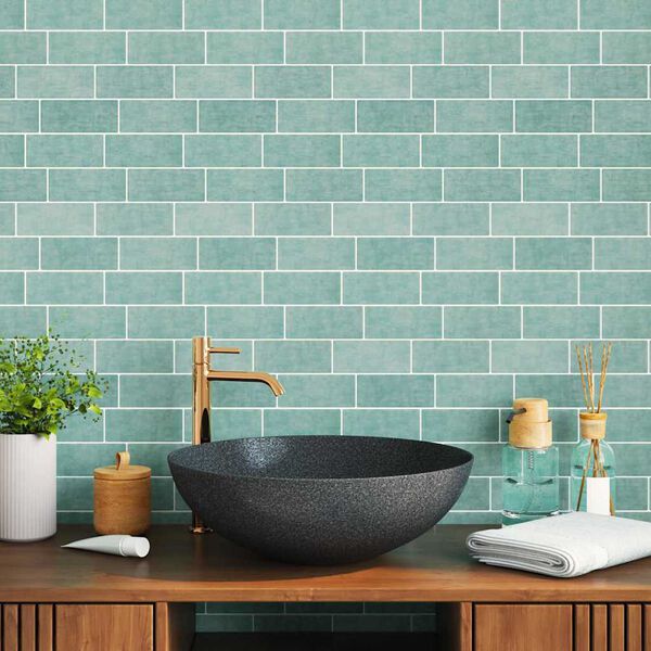 vidaXL Azulejo de metro 20 pcs Verde gris&aacute;ceo 29 x 21 cm