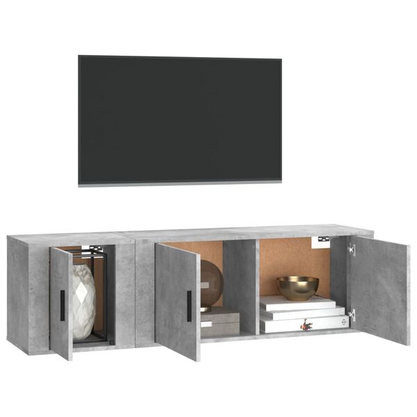 vidaXL Set de muebles de TV 2 pzas madera contrachapada gris hormig&oacute;n