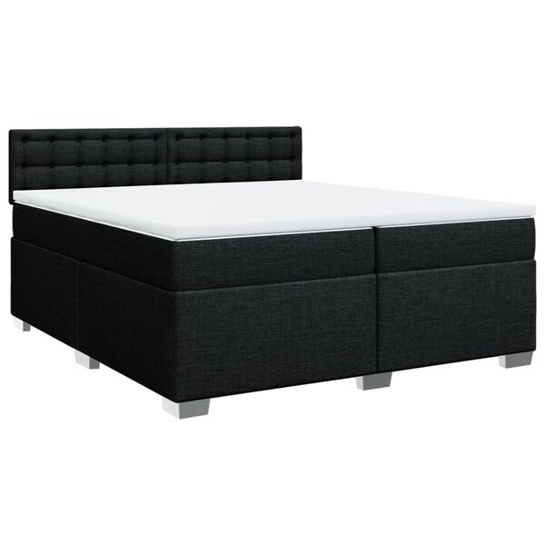 vidaXL Cama box spring con colch&oacute;n tela negro 200x200 cm