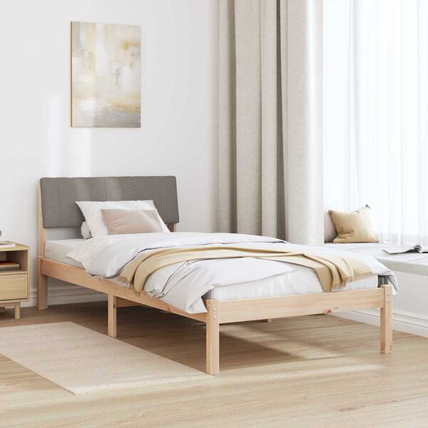 vidaXL Estructura de cama con cabecera Marr&oacute;n y taupe 90 x 190 cm