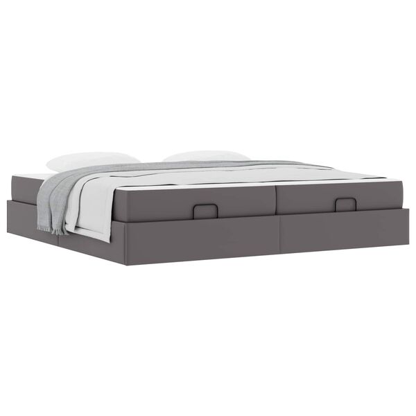 vidaXL Estructura de cama con colch&oacute;n con colch&oacute;n 2 pcs Gris PVC