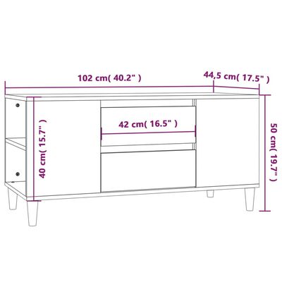 vidaXL Mueble de TV madera contrachapada gris hormigón 102x44,5x50 cm