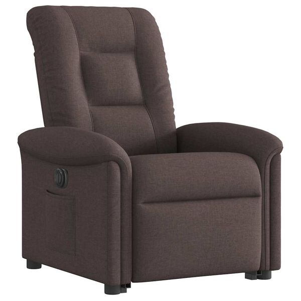 vidaXL Sill&oacute;n el&eacute;ctrico reclinable elevable de tela marr&oacute;n oscuro