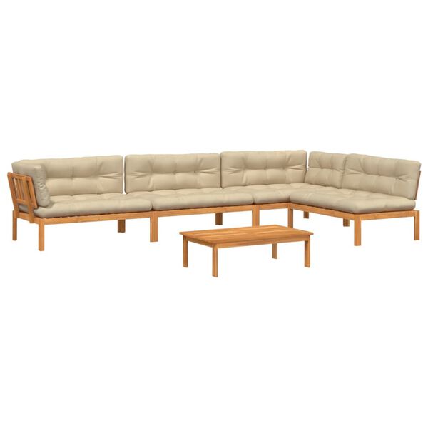 vidaXL Set de sof&aacute;s de palets de jard&iacute;n y cojines 5 pzas madera acacia
