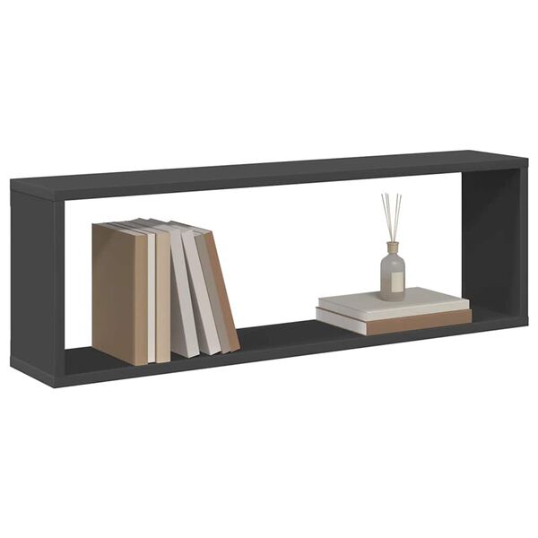 vidaXL Estantes cubo de pared 4 uds contrachapado gris 80x15x26,5 cm
